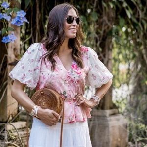 Anthropologie Hemant Nandita Pink Floral Top SP